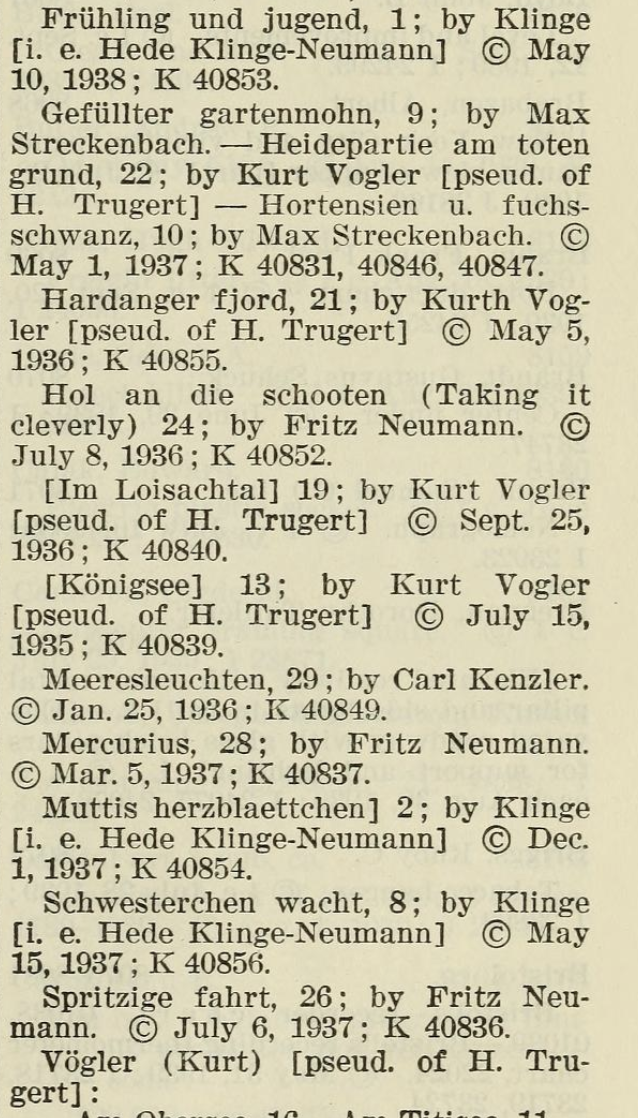 Catalog of Copyright Entries, New Series. Part 4: Works of Art 1939: Vol 34 No 1-4, Seite 143