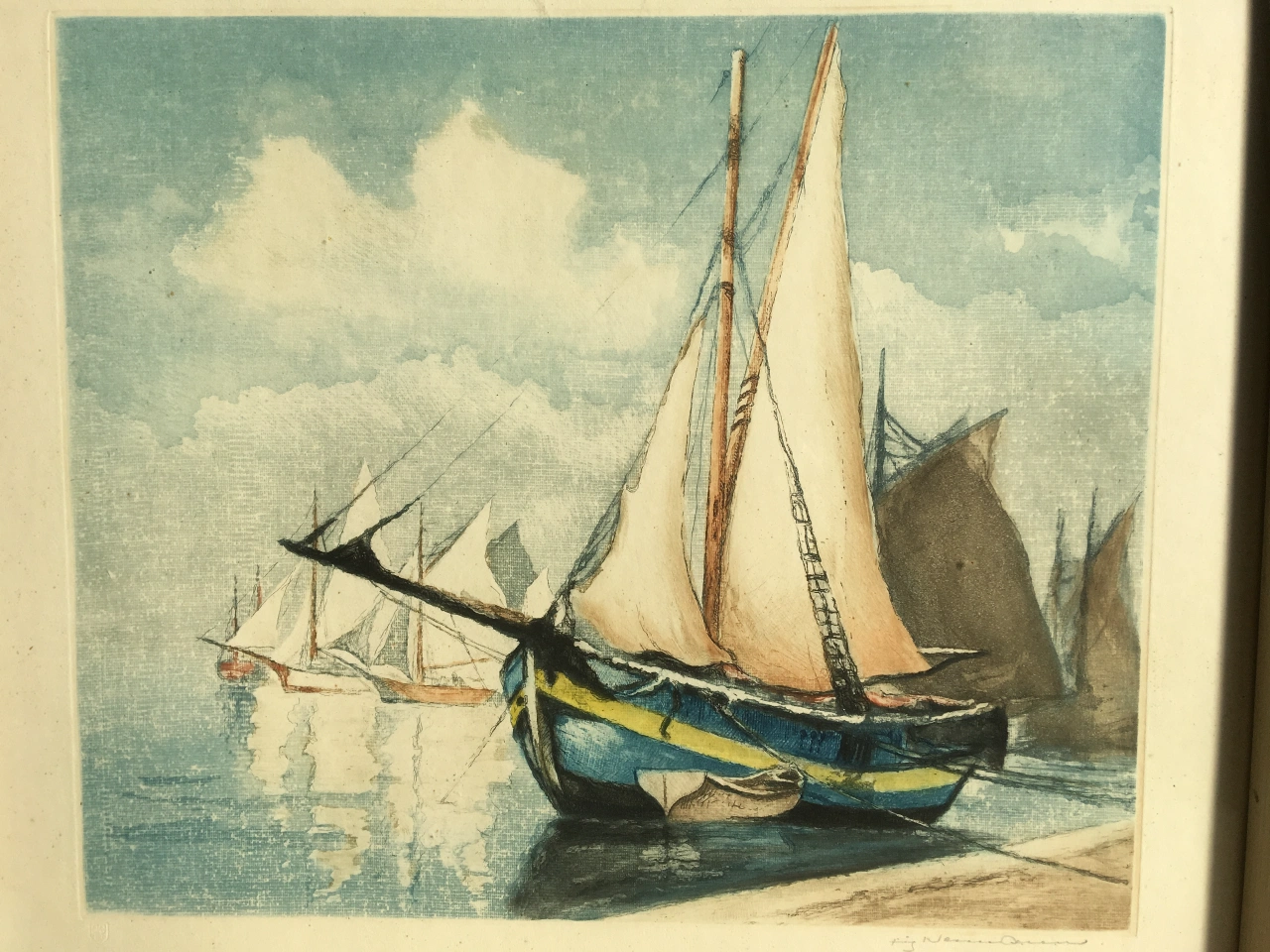 Sailing boats in a harbour (Fritz Neumann)